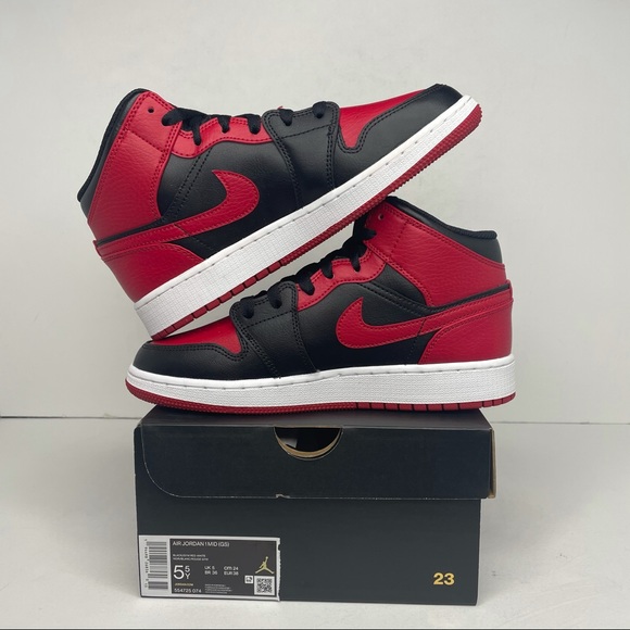 Nike Air Jordan 1 Retro Mid GS “Banned/Bred” NEW - Picture 3 of 4
